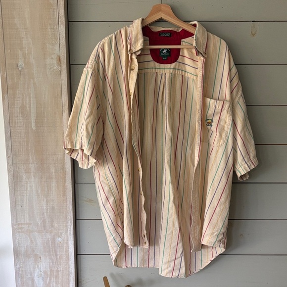 Vintage Beverly Hills Polo Club Striped Button Down Shirt (XL) - Picture 1 of 6